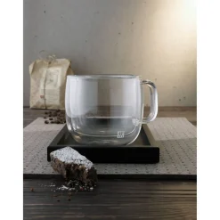 2-pc Espresso Glass Mug Set, Double Wall