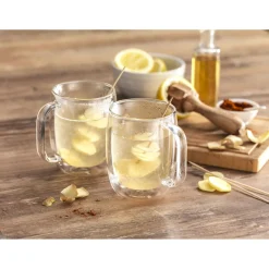 2-pc Espresso Glass Mug Set, Double Wall