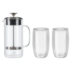 3-pc French Press And Latte Glass Set