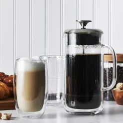 3-pc French Press And Latte Glass Set