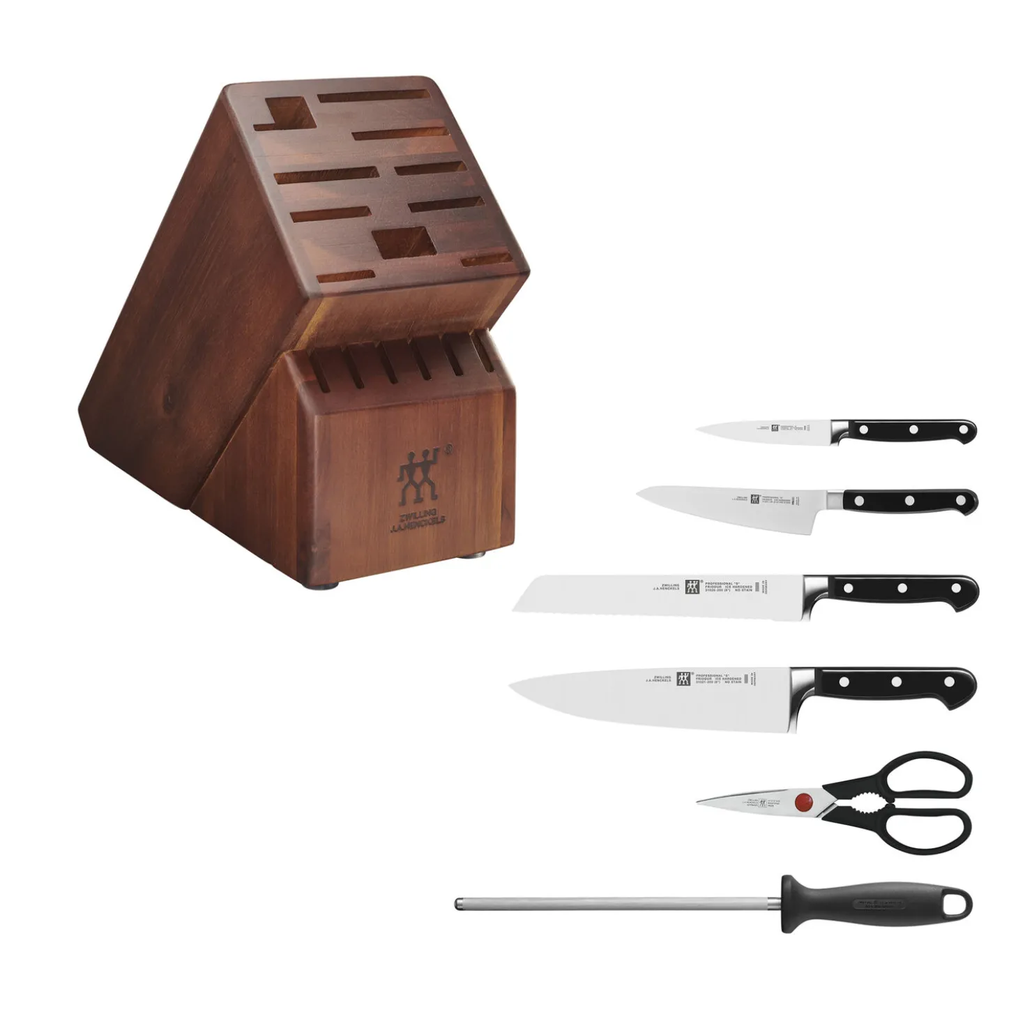 7-pc, Knife block set, acacia