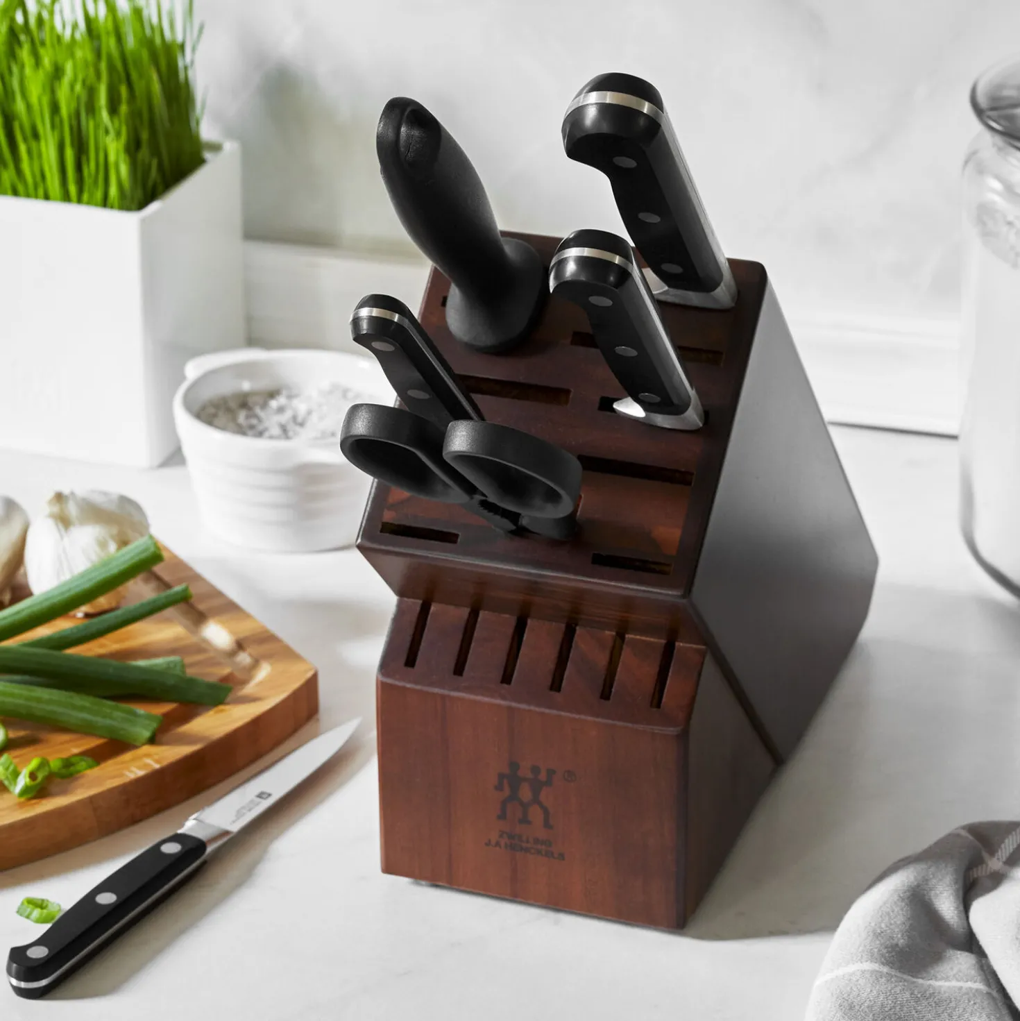 7-pc, Knife block set, acacia