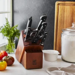 7-pc, Knife block set, acacia