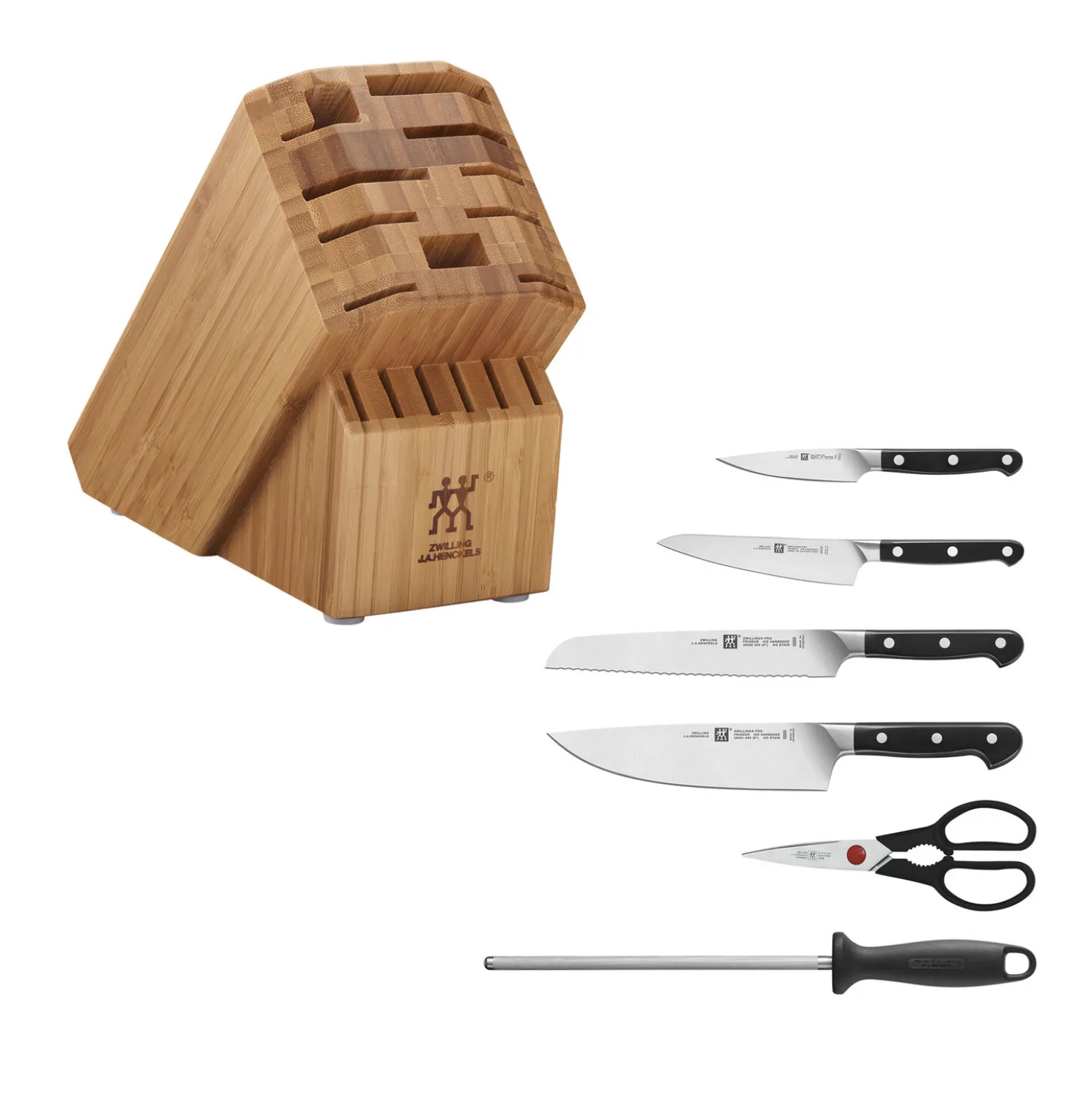7-pc, Knife block set, bamboo