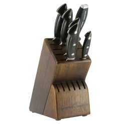 7-pc, Knife block set, brown