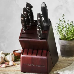 7-pc, Knife block set, brown
