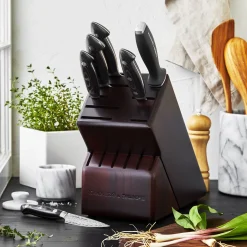 7-pc, Knife block set, brown