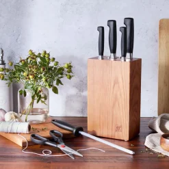 7-pc, Knife block set, brown