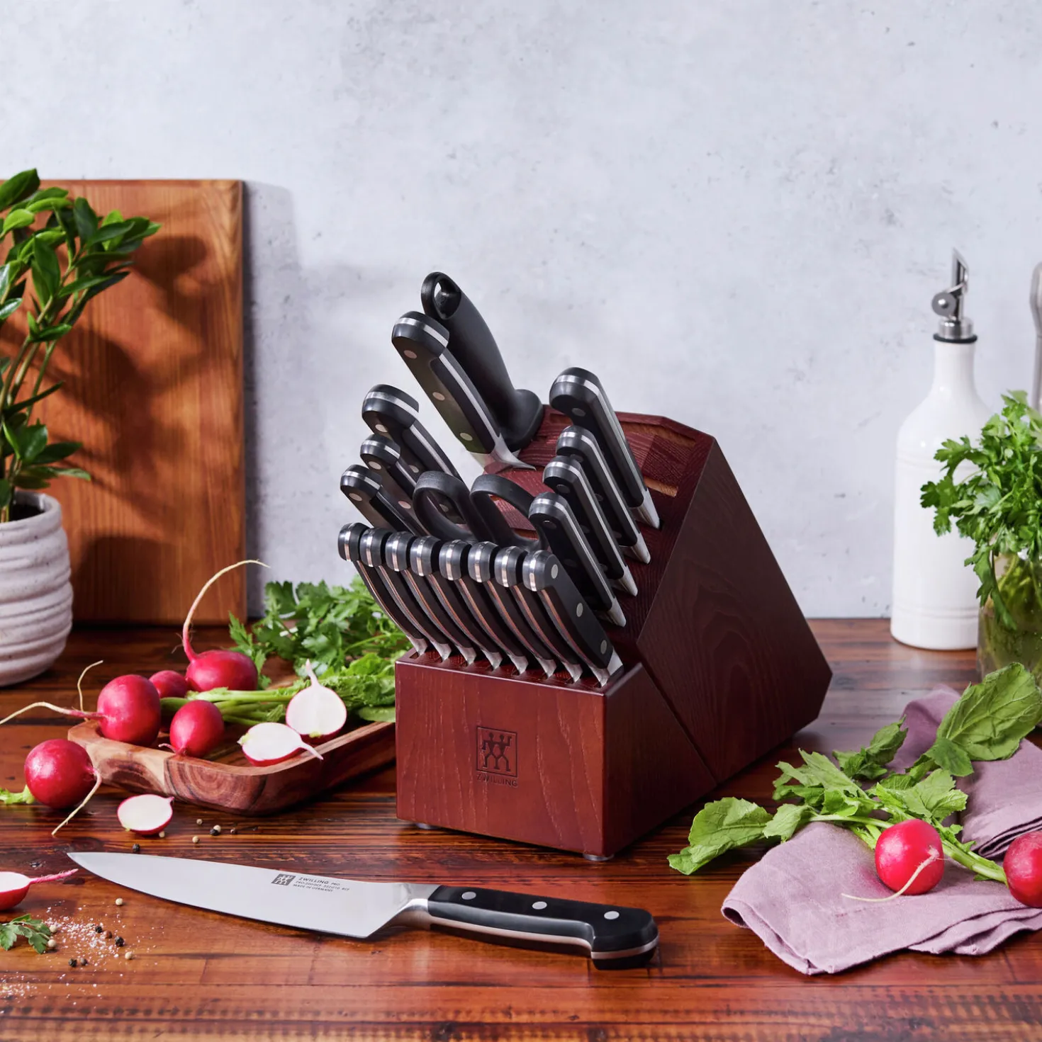 20-pc, Knife block set, brown
