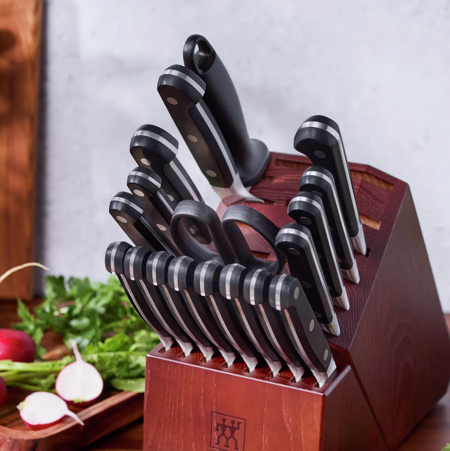 20-pc, Knife block set, brown