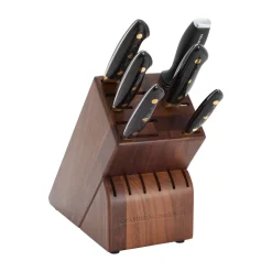 7-pc, Knife block set, brown-black