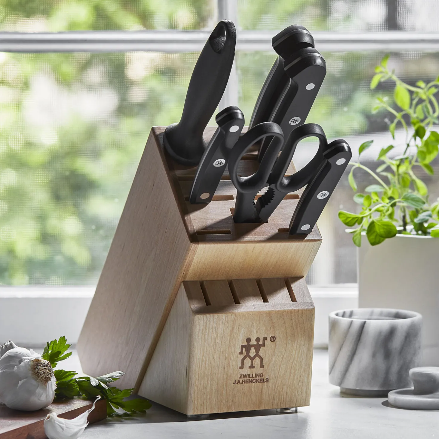 7-pc, Knife block set, natural