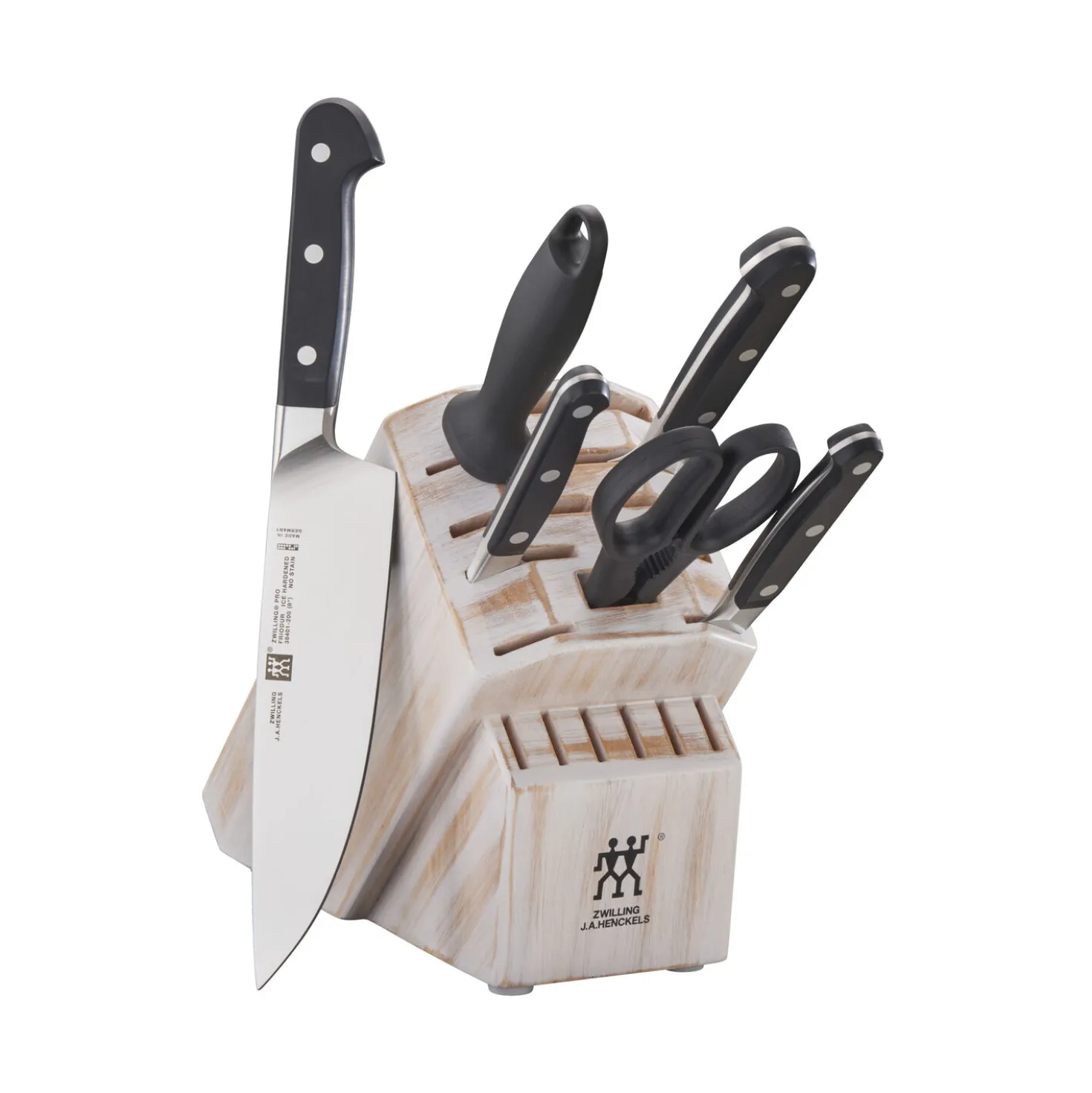 7-pc, Knife block set, rustic white