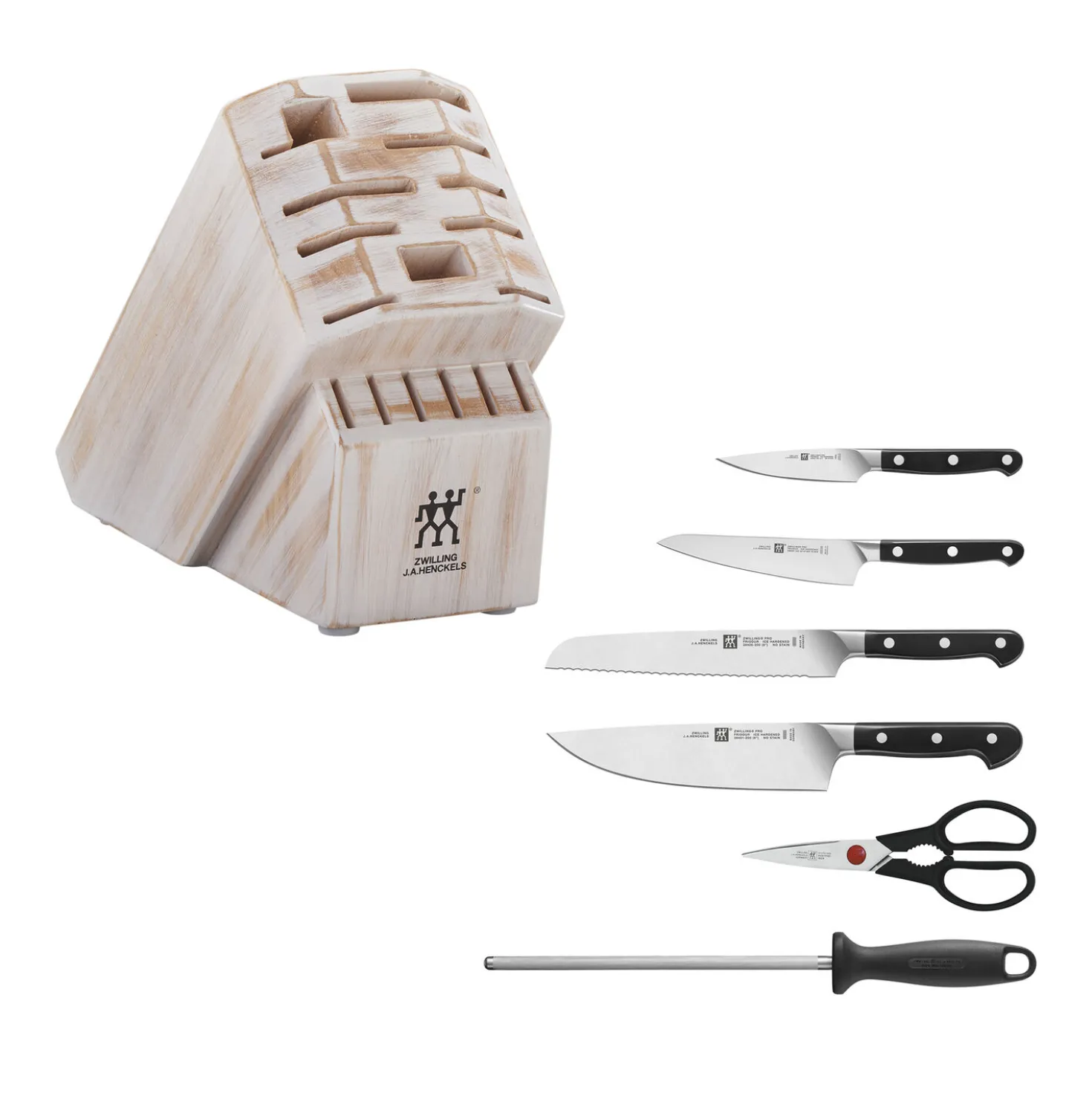 7-pc, Knife block set, rustic white