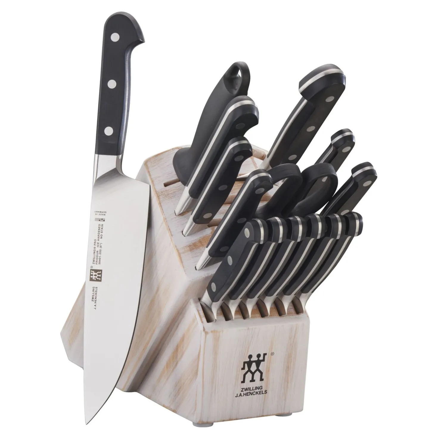 16-pc, Knife block set, rustic white