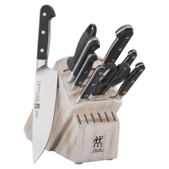 10-pc, Knife block set, rustic white