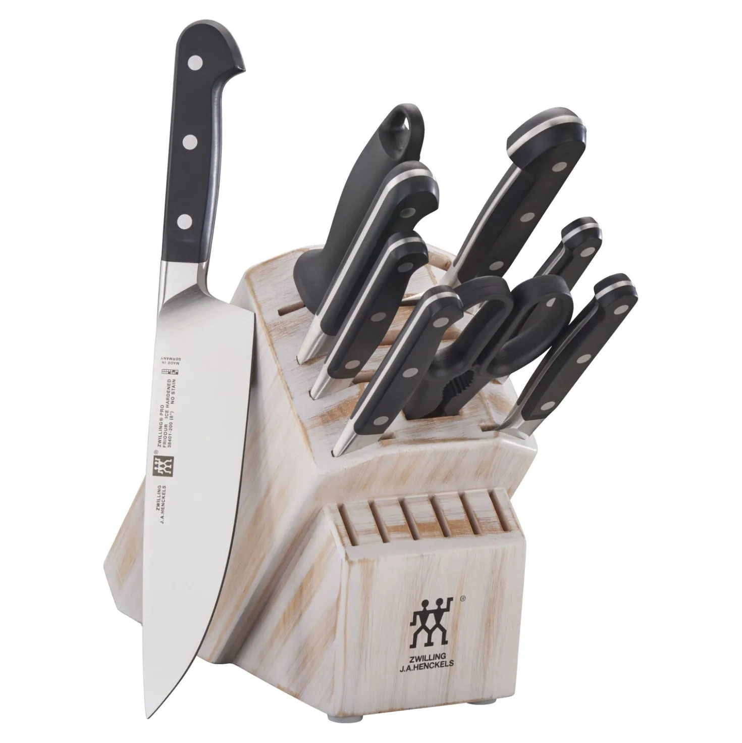 10-pc, Knife block set, rustic white