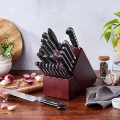 22-pc, Knife block set, silver-black