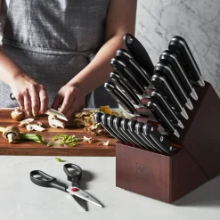 22-pc, Knife block set, silver-black