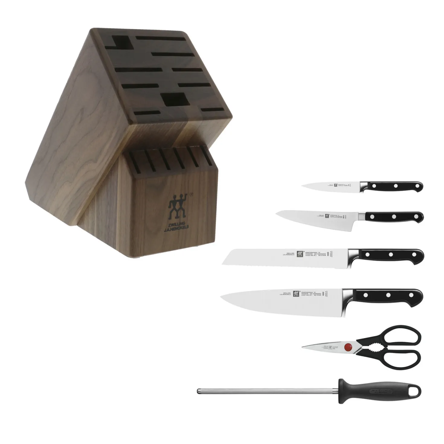 7-pc, Knife block set, walnut