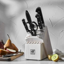7-pc, Knife block set, white