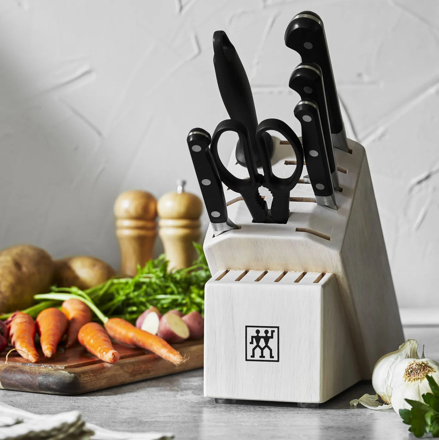 7-pc, Knife block set, white