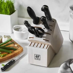 7-pc, Knife block set, white