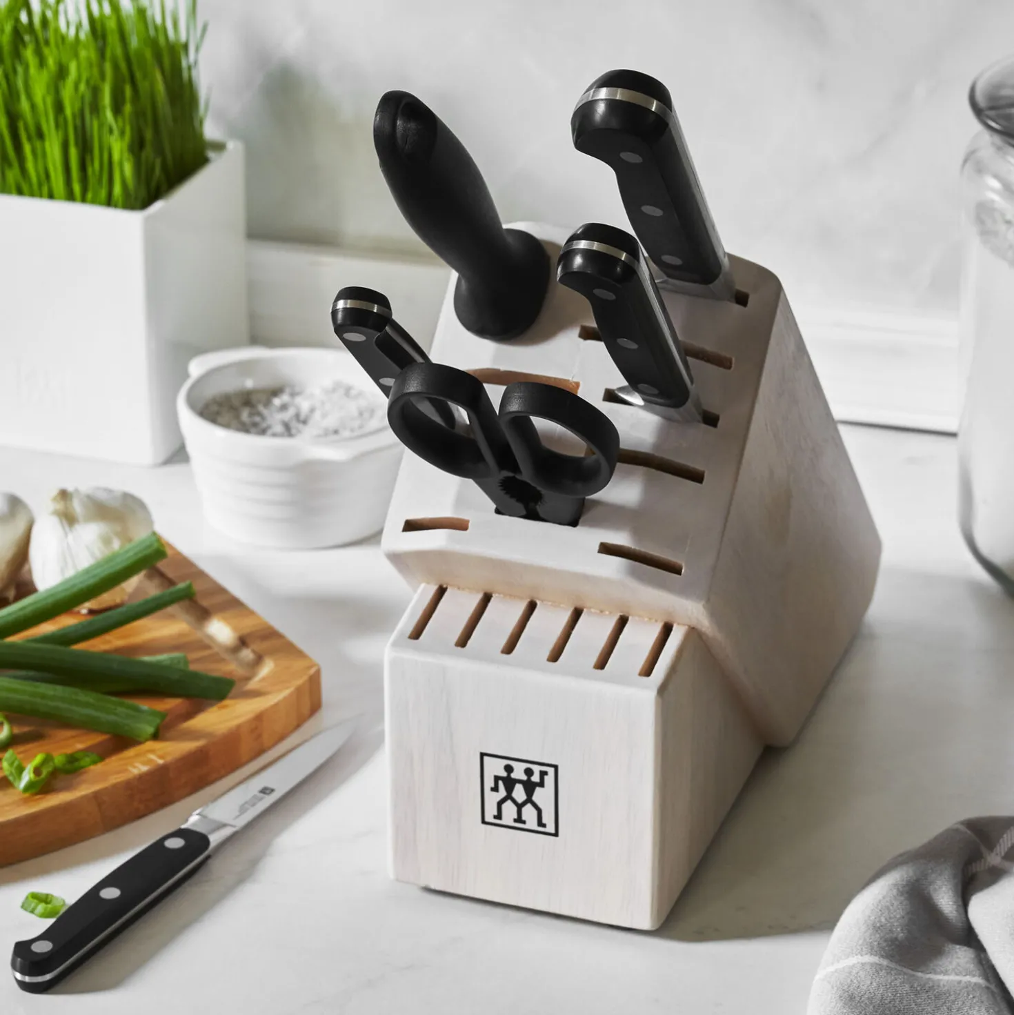 7-pc, Knife block set, white