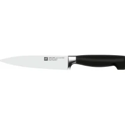 4-pc, Knife set with self-sharpening block, brown