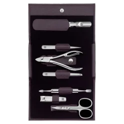 7-pc, Leather Manicure Pedicure Set With Nail Clippers, Purple