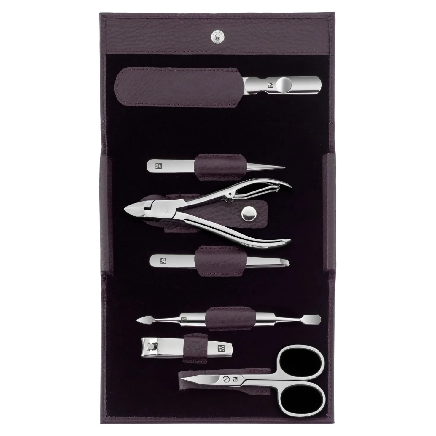 7-pc, Leather Manicure Pedicure Set With Nail Clippers, Purple
