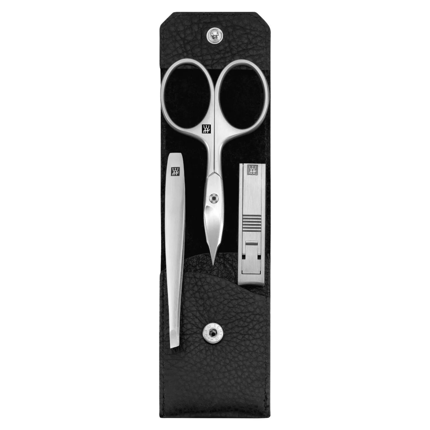 3-pc Leather Manicure Pedicure Set With Compact Nail Clippers