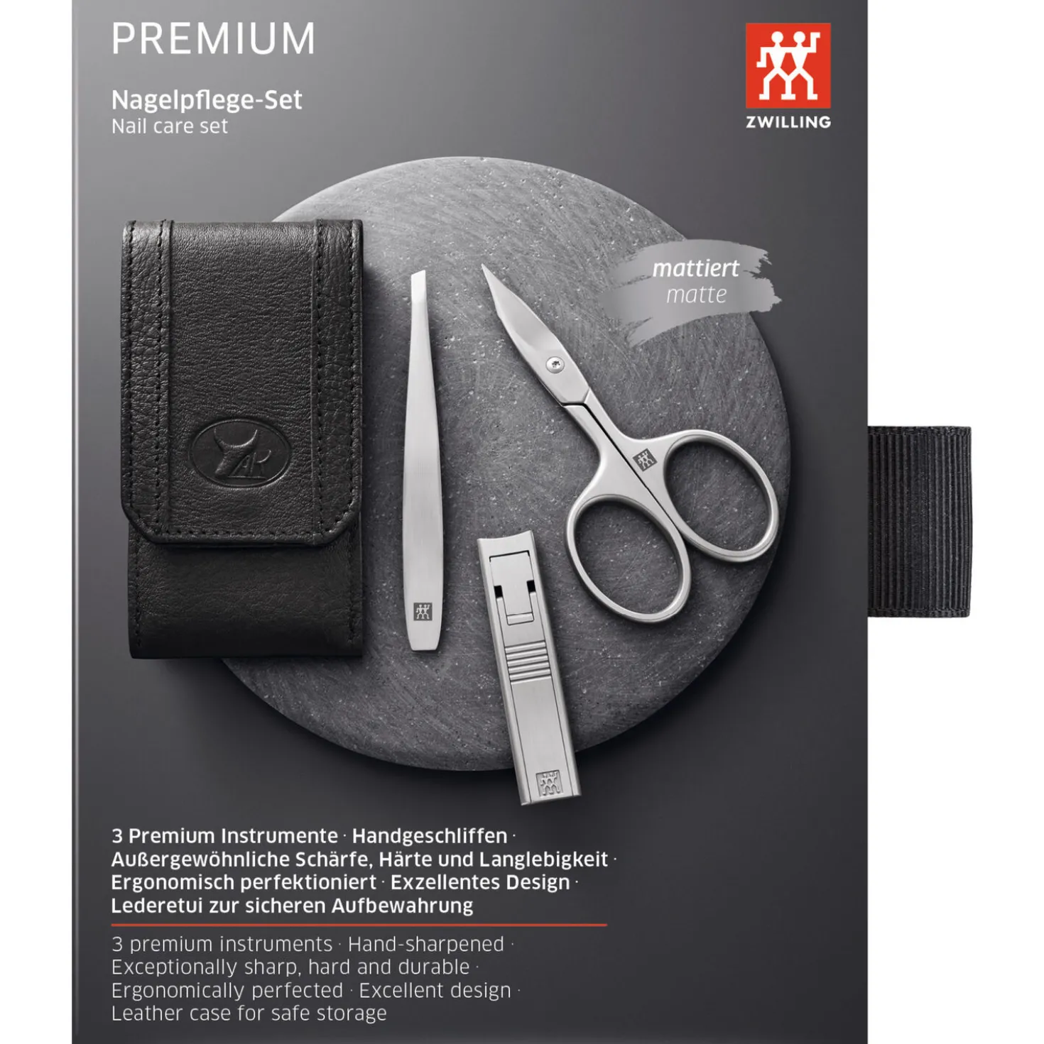 3-pc Leather Manicure Pedicure Set With Compact Nail Clippers
