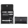 3-pc, Leather Snap Fastener Case, Black Matte