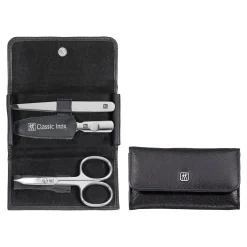 3-pc, Leather Snap Fastener Case, Black Matte