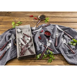 20-pc, Matte, Flatware Set, Cherry