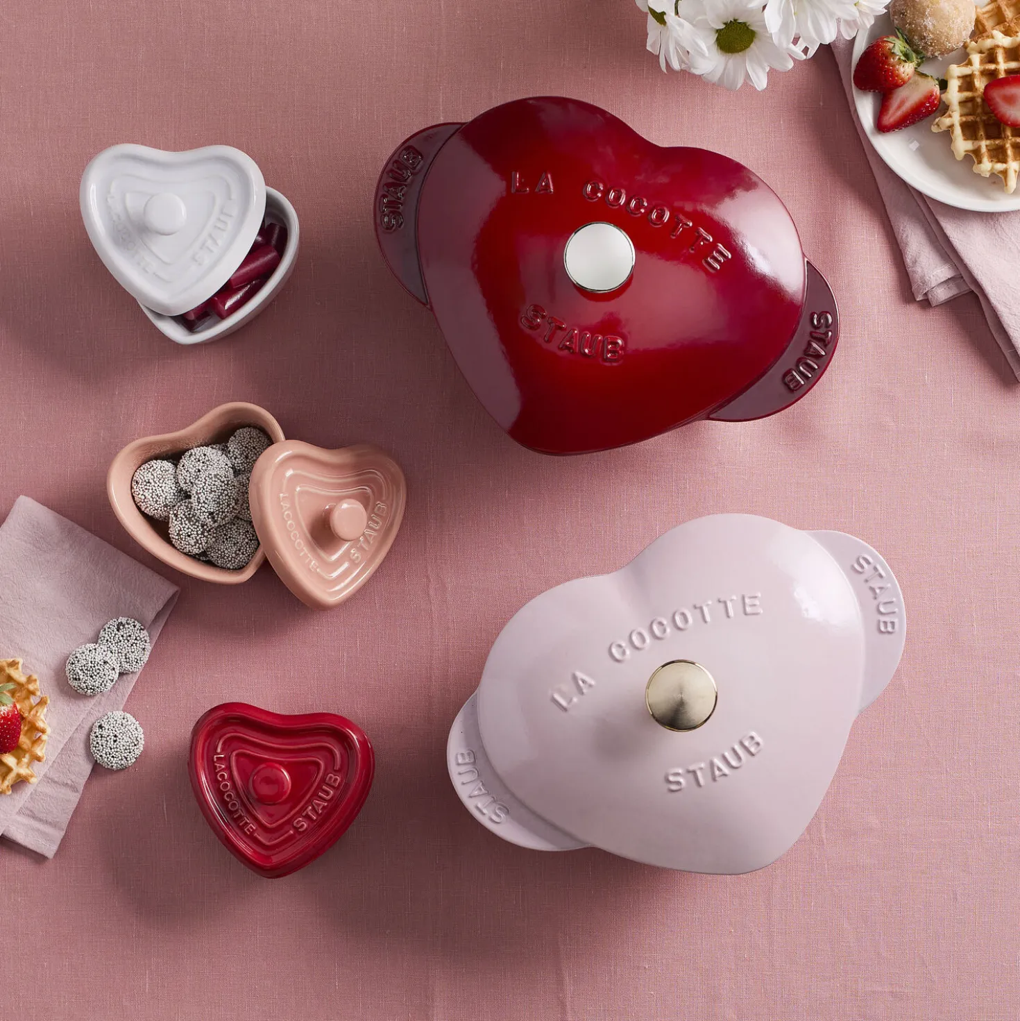 3-pc, Mini Heart Dutch Oven Set, mixed colors