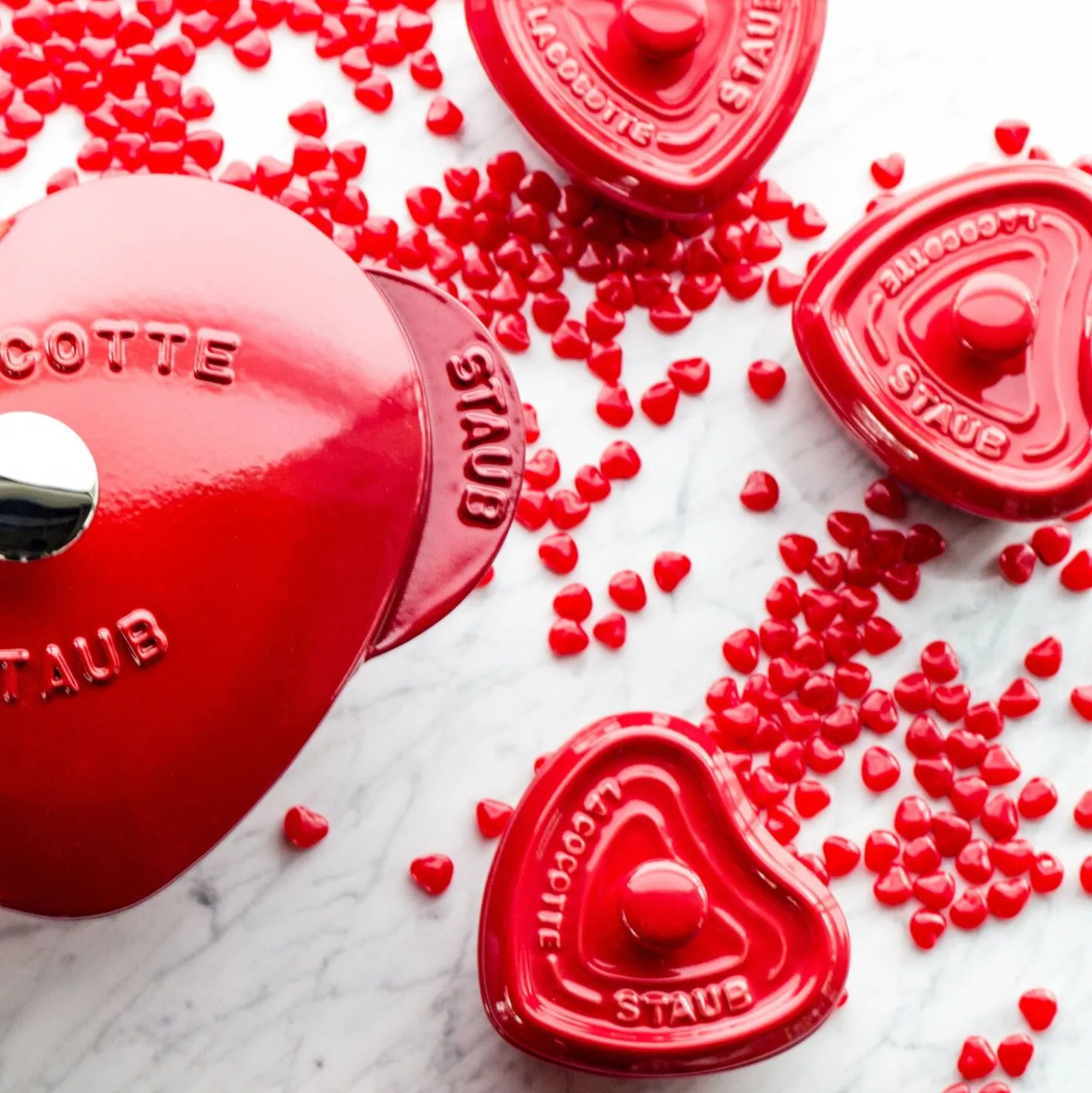 3-pc, Mini Heart Dutch Oven Set, cherry