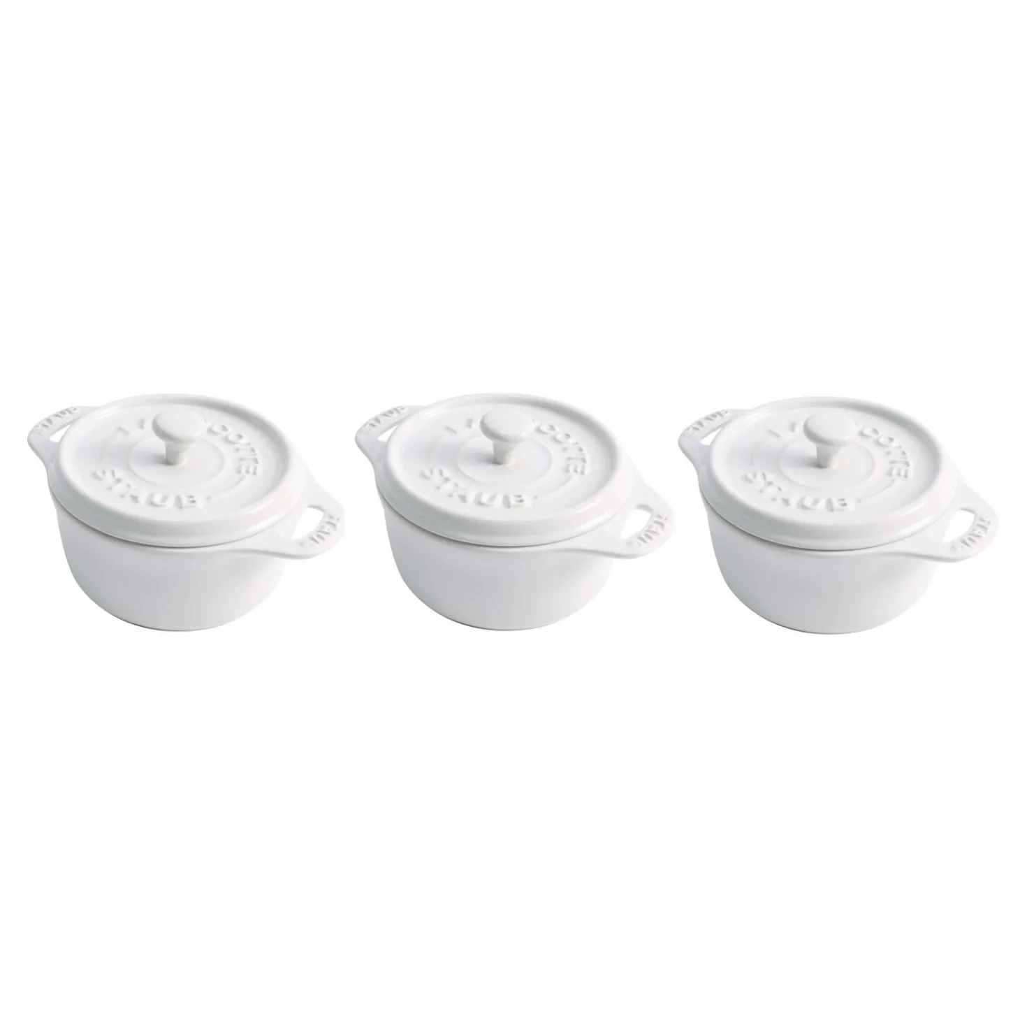 3-pc, Mini Round Dutch Oven Set, white