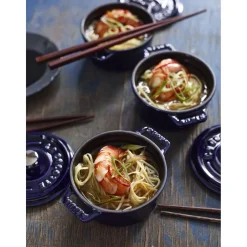 3-pc, Mini Round Dutch Oven Set, dark blue
