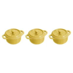 3-pc, Mini Round Dutch Oven Set, citron