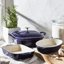 4-pc, Mixed Baking Dish Set, dark blue