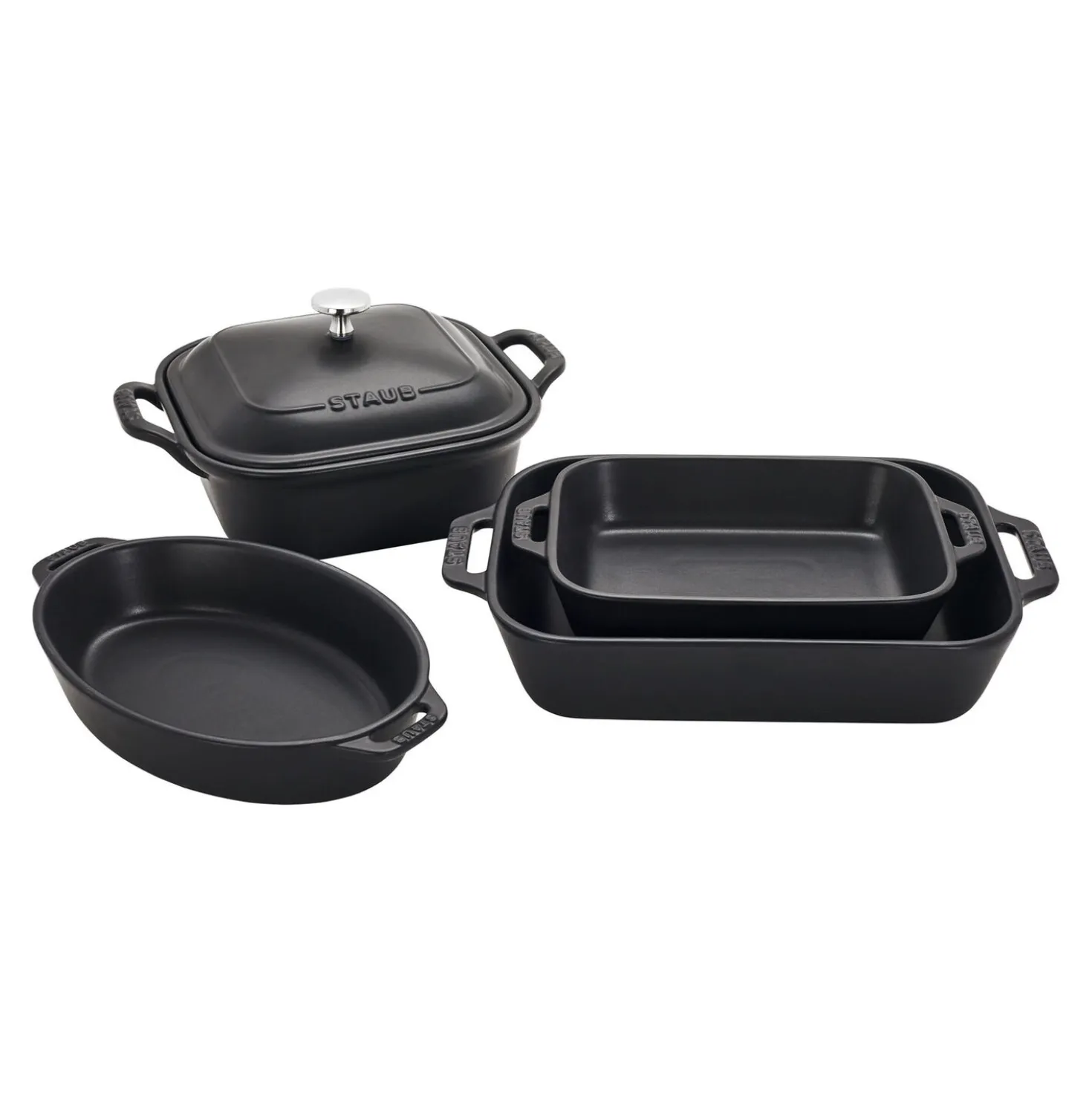 5-pc, Mixed Baking Dish Set, black matte