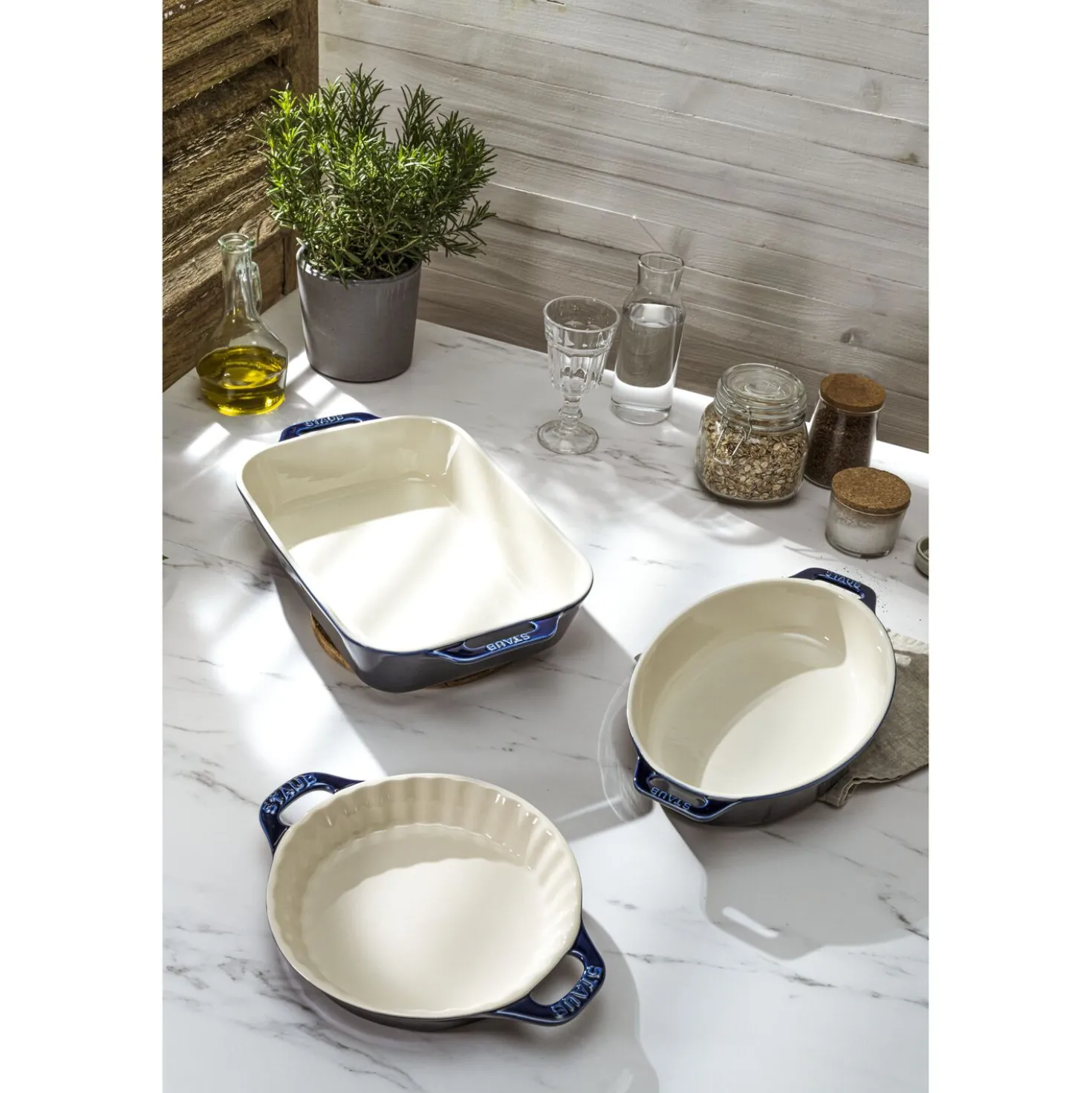 3-pc, Mixed Baking Dish Set, dark blue