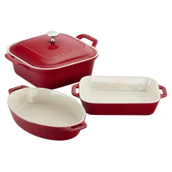 4-pc, Mixed Baking Dish Set, cherry