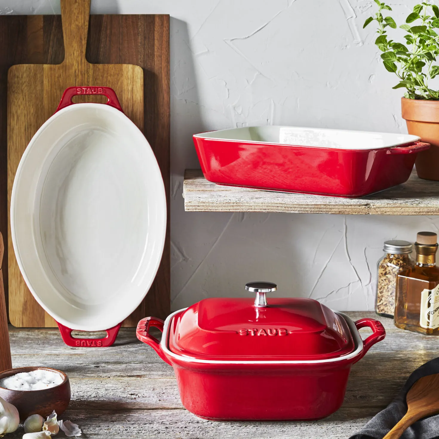 4-pc, Mixed Baking Dish Set, cherry