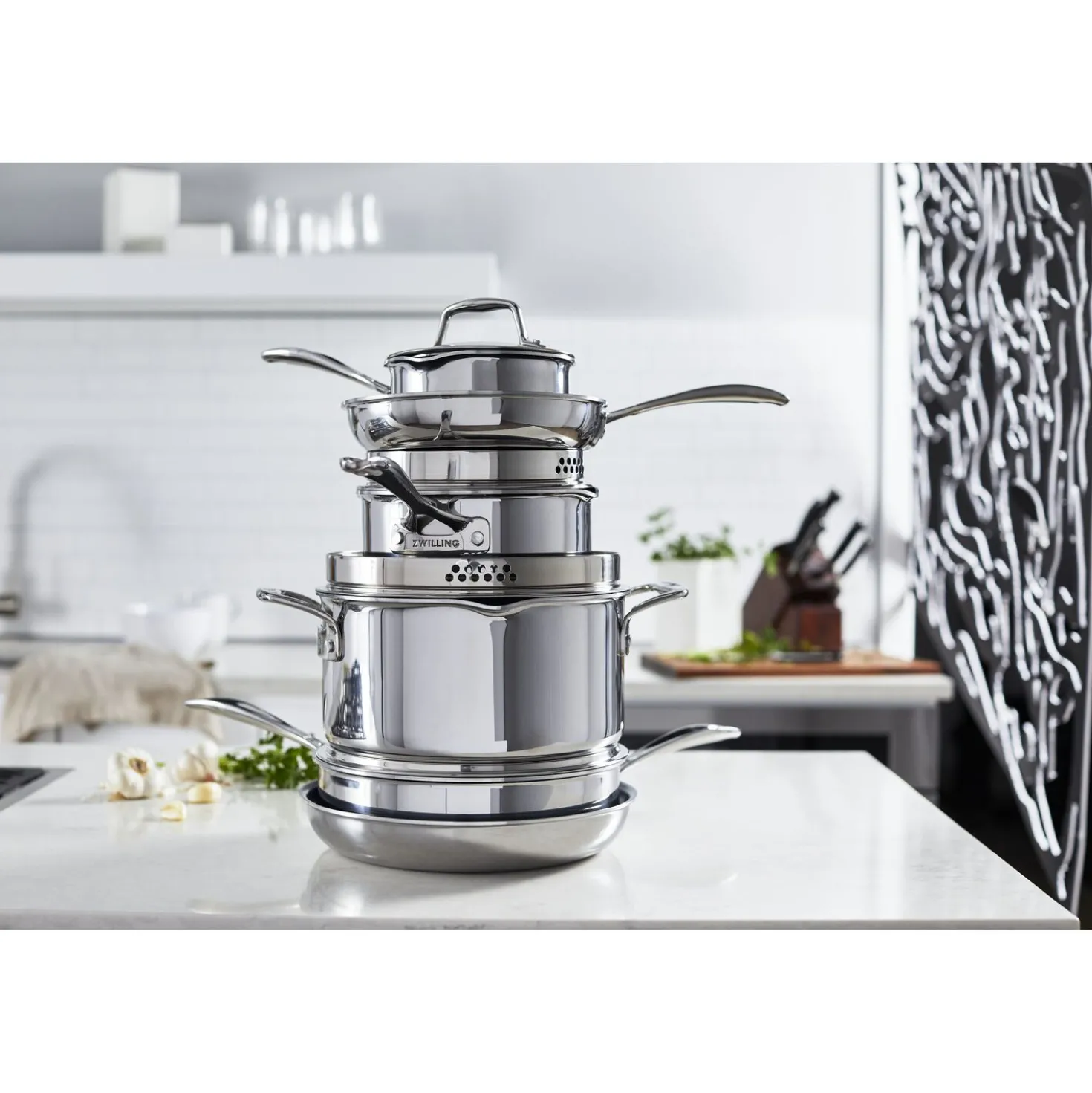 10-pc, Non-stick, Stainless Steel Ceramic Cookware Set