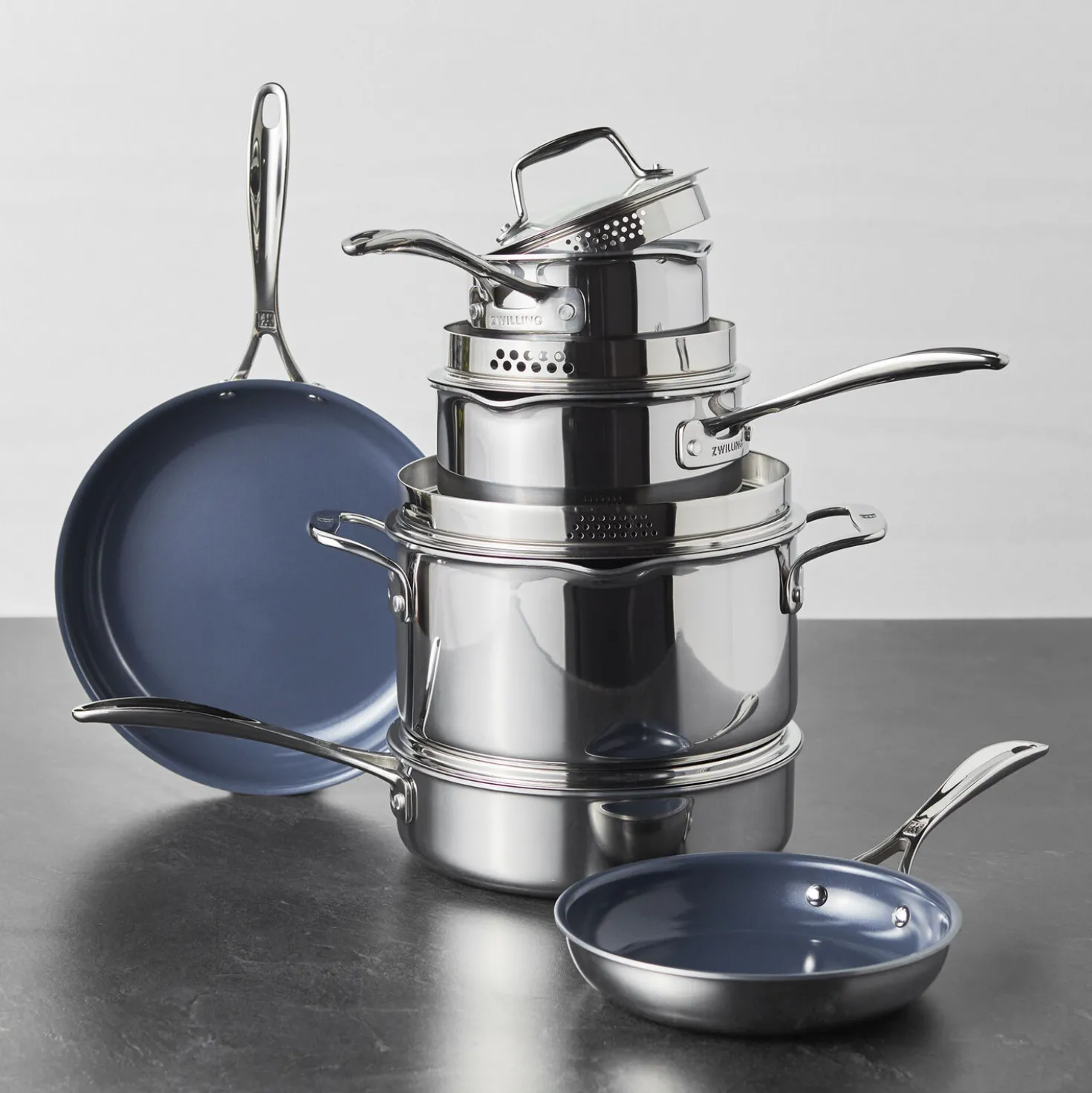 10-pc, Non-stick, Stainless Steel Ceramic Cookware Set