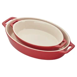 2-pc, Oval Baking Dish Set, cherry