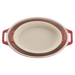 2-pc, Oval Baking Dish Set, cherry